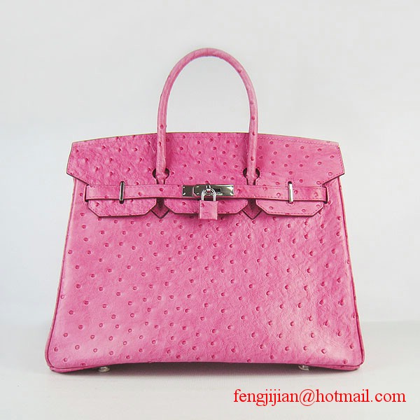 Hermes Birkin 35cm Ostrich Veins Handbag Light Peachblow 6089 Silver Hardware Hermes Birkin 35cm Ostrich Veins Handbag Light Peachblow 6089 Silver Hardware